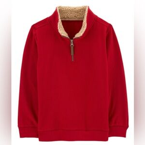 NWT! Carter's Red Fleece-Lined Quarter-Zip Pullover